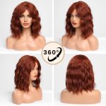 Ginger Bob Wigs - Synthetic Wavy Curly Hair Wig with Bangs, Perfect for Daily Fashion and Special Occasions