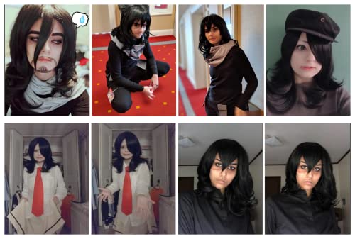KiyaCOS Shota Aizawa Cosplay Wig - Heat Resistant Black Fluffy Curly Wave for Anime Daiy Wear and Costume Mastery