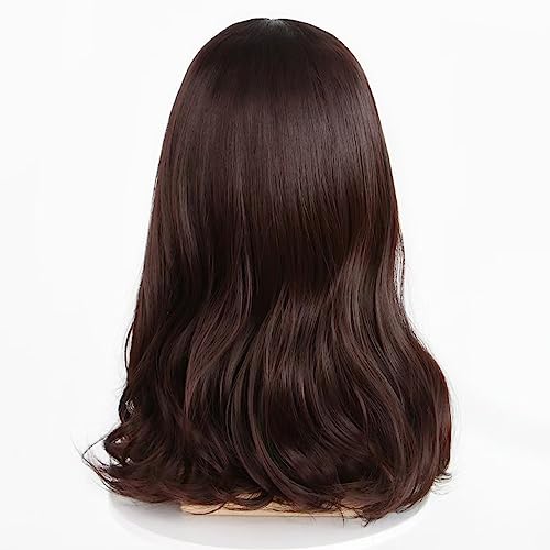 IEBIYO Men's Long Brown Wig, Middle Part Wavy Wig for Cool Men, Perfect for 60s 70s Hippie Look, Heat Resistant Synthetic Halloween Costume Wig
