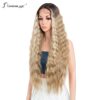 JOEDIR LUX Deep Wave Wigs - 30 Inch Synthetic Lace Front Wigs for Black Women with Pre-Plucked 150% Density