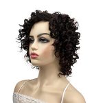 Fluffy Kinky Short Curly Synthetic Wig - Brown Mix Heat-Resistant Hair for Natural Look and Everyday Glam
