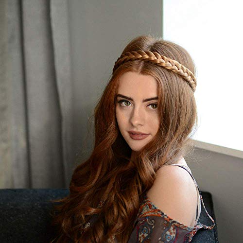 Upgrade Your Style with Lulu Two Strand Braided Headband - Strawberry Blonde Synthetic Hair Extension for Effortless Elegance