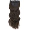 Vigorous 20 Inch Chocolate Brown Clip-In Hair Extensions - Natural Wavy Synthetic Full Head for Women