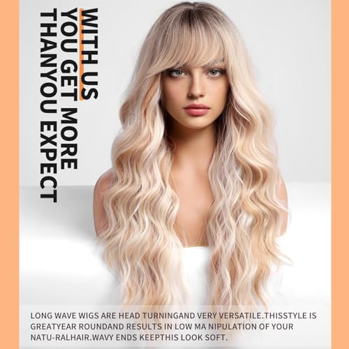 Unlock Effortless Elegance with the 24-Inch Blonde Wig with Bangs - Your Ultimate Companion for Party, Cosplay, and Daily Glam
