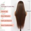 30-Inch Brown Straight Synthetic Lace Front Wig - Highlighted Elegance for Black Women 🌟💁‍♀️