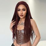Wine Red Braided Lace Front Wig