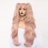 ANOGOL's Light Pink Cosplay Wig: Long Synthetic Wig with Ponytail for Girls, Perfect for Christmas, Halloween, and Costume Parties