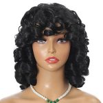 Natural Black 14-Inch Short Curly Wigs: Soft, Bouncy, and Heat-Resistant Synthetic Wig for Unforgettable Daily and Party Looks