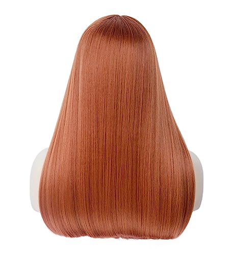 Long Straight Auburn Wig 22 Inches - Copper Red Synthetic Hair Ginger Wig for Women, Ideal for Daily Life or Party with Wig Cap