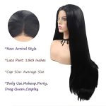 Angle Lucky 24-Inch Long Straight Black Lace Front Wig - Daily Elegance with Handmade Natural Hairline and Heat Resistant Fiber