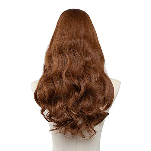 SARLA U Part Wavy Hair Extensions - Instantly Transform Your Look with Long, Full Hair in Light Auburn