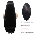 Angle Lucky 24-Inch Long Straight Black Lace Front Wig - Daily Elegance with Handmade Natural Hairline and Heat Resistant Fiber