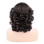 Fancy Hair Curly Afro Wig with Bangs - Black Mix Brown Kinky Curly Wig for Women, Synthetic Cosplay Party Hair Wig