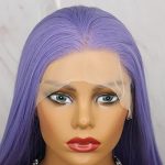 Purple Hair Lace Front Wig Long Straight 13x3 Synthetic Wigs with Free Part Heat Resistant Replacement with Natural Hairline For Black Women