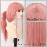 Fugady Pink Wig With Bangs - Elevate Your Style with Vibrant Light Pink Tresses