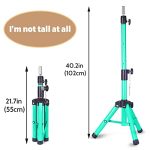 Adjustable Macaron Green Wig Head Stand - Professional Metal Tripod for Cosmetology, Hairdressing, and Training