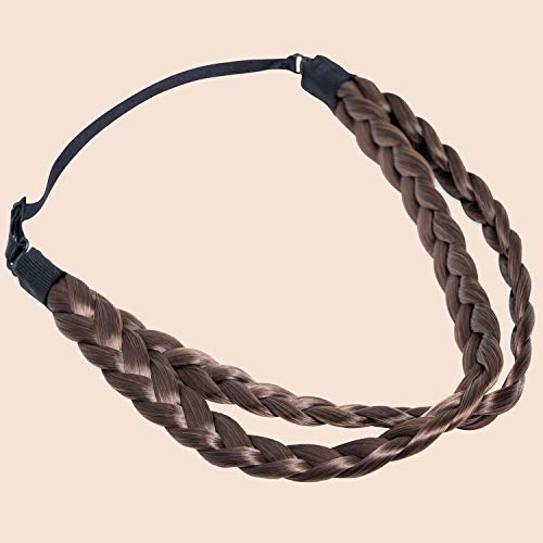 Madison Braids Double Lulu Two Strand Brunette - Handmade Braided Headband for Effortless Style and Hair Enhancement