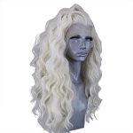 24-Inch Platinum Blonde Wavy Lace Front Wig - Long Body Wave Synthetic Hair for a Natural, Stunning Look