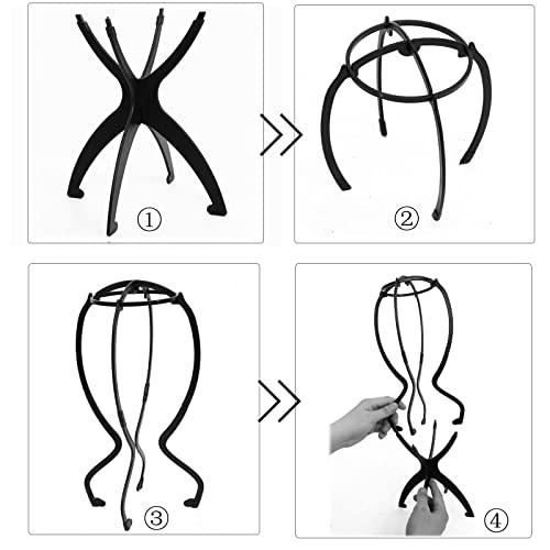 Set of 2 Portable 19.7" Tall Wig Stands - Collapsible High Holders for Long Wig Storage and Elegant Display