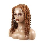 Beauty with Style: Deep Wave #30 Brown Lace Front Wigs Human Hair, 16 Inch Medium Auburn Colored Wig for Black Women