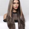 HAIRCUBE Long Brown Lace Front Wigs – Embrace Effortless Elegance with Natural Straight Layers and Highlights for a Truly Stylish Look