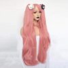 ANOGOL Pink Long Straight Synthetic Wig - Perfect for Cosplay Parties and Halloween Carnivals