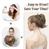 Effortless Chic Messy Bun Hair Piece - Synthetic Tousled Ponytail Extensions for Quick and Stylish Updos in Brunette/Ash Blonde Hues