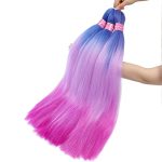 Hair for Braiding 26Inch Ombre Braiding Hair 6 Packs/Lot Purple Braiding Hair High Temperature Synthetic Fiber Colored Hair Extensions(Blue/light purple/purple)