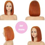 Ginger Orange Bob Wig Human Hair 13x4 Frontal Lace Wig Human Hair Bob Wigs for Black Women Glueless Wigs Human Hair Pre Plucked 150% Density Straight Short Human Hair Brazilian Virgin Hair (10inch)
