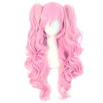 MapofBeauty Multi-color Lolita Long Curly Clip-On Synthetic Ponytails Cosplay Wig (Pink/Blonde), Perfect for Anime Enthusiasts