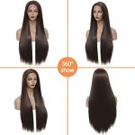PTTRNS 28-Inch Lace Front Synthetic Wig for Women - Black, Daily Wear, Soft Straight Hair with Transparent Lace