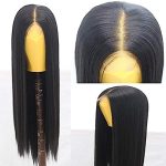Chic Glamour: ELESTY 13x6 Black Long Straight Lace Front Wig - Unleash Daily Confidence with Deep Parting