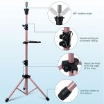Pink Wig Stand Tripod Upgraded - Adjustable Metal Mannequin Head Stand with Double Locking System for Cosmetology, Hairdressing, and Easy Assembly