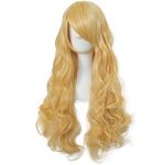 ANOGOL Yellow Curly Wig - Long, Vibrant, and Perfect for Anime Cosplay Parties