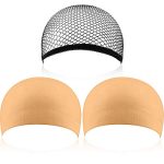 eboot 3 Pack Wig Caps: Versatility in Neutral Nude Beige and Black Mesh for Ultimate Comfort