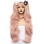 Light Pink Junko Enoshima Cosplay Wig - Long Synthetic Wig with 2 Bears and Hair Accessory for a Magical Costume Transformation