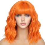 Colored Wigs For Women Orange Wig With Bangs
