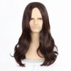IEBIYO Men's Long Brown Wig, Middle Part Wavy Wig for Cool Men, Perfect for 60s 70s Hippie Look, Heat Resistant Synthetic Halloween Costume Wig