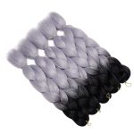 AIDUSA's 24-inch Ombre Gray Jumbo Braiding Hair - 5pcs Synthetic Extensions for Stunning Box Braids and Crochet Styles