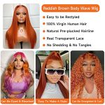 30 Inch Ginger Orange Lace Front Wig - Straight 13x4 HD Lace Frontal Human Hair, Pre-Plucked with Baby Hair, 180% Density Colored Wig 🌟🧡