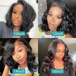 STOGEDEST 4x4 Body Wave Lace Front Wig - 16 Inch Brazilian Human Hair, Natural Color, 180% Density, Glueless Closure Wig