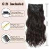 Transform Your Look: Dark Brown Clip-In Hair Extensions - 4PCS Set of 20 Inch Synthetic Long Wavy Hair for Instant Volume