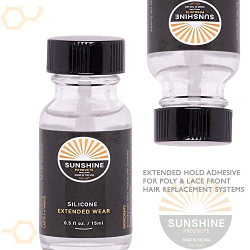 Sunshine Bond Thin Silicone Hair Replacement Adhesive - Extended Hold for Poly and Lace Hairpiece - 3-4 Weeks