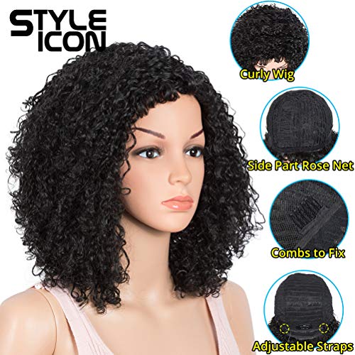 Style Icon 13.5” Short Curly Wig - Bouncy Fluffy Kinky Synthetic Afro Wig
