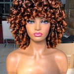 Sweece 14 Inch Short Curly Wig - Afro Kinky Curly Wigs with Bangs in Stunning Ombre Brown, Perfect for Every Occasion