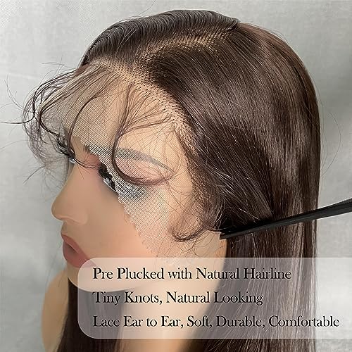 OKU 13x4 Brown Lace Front Wigs - Achieve Effortless Glamour with 32 Inch Long Straight Wigs, Free Parting and HD Transparent Lace for Women and Girls