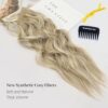 KooKaStyle Invisible Wire Light Brown mix Highlight Blonde Hair Extensions - Effortlessly Boost Your Volume with Adjustable and Secure 16-Inch Wavy Secret Hairpiece