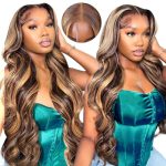 Effortless Beauty Unleashed: 24 Inch Wear And Go 5x5 HD Lace Closure Body Wave Wig - Ombre Highlight Honey Blonde Elegance