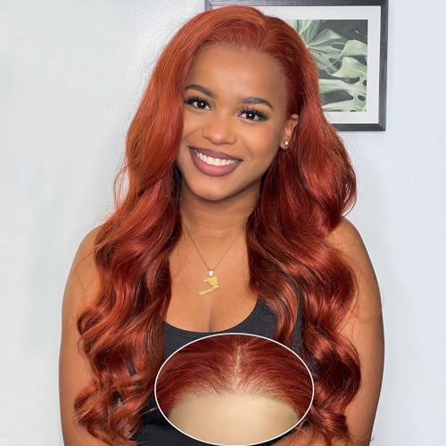 Orange Lace Closure Wigs Human Hair Wear and Go