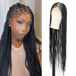 Lexqui 36 Inch HD Lace Front Braided Wig - Effortless Changeable Box Braids for Stunning Styles
